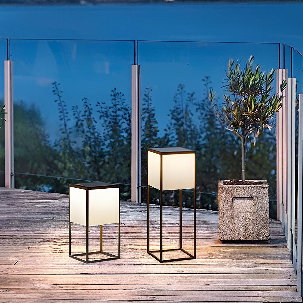 Square Solar Post Light with Acrylic Lampshade and Robust Stainless Steel Frame - Lamp Outdoor