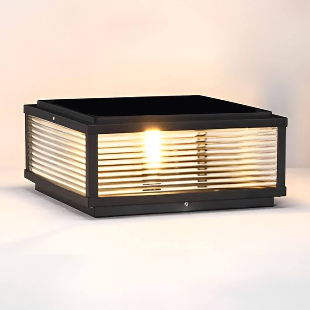 Square Ribbed Glass Outdoor Pier Mount Pillar Light - Lamp Outdoor