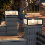Square Ribbed Glass Outdoor Pier Mount Pillar Light - Lamp Outdoor