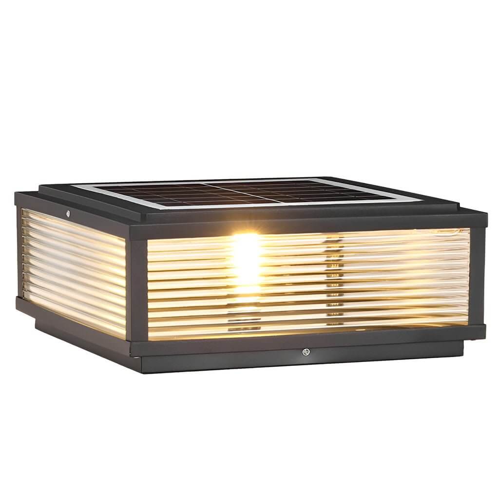 Square Ribbed Glass Outdoor Pier Mount Pillar Light - Lamp Outdoor