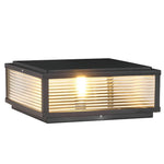 Square Ribbed Glass Outdoor Pier Mount Pillar Light - Lamp Outdoor