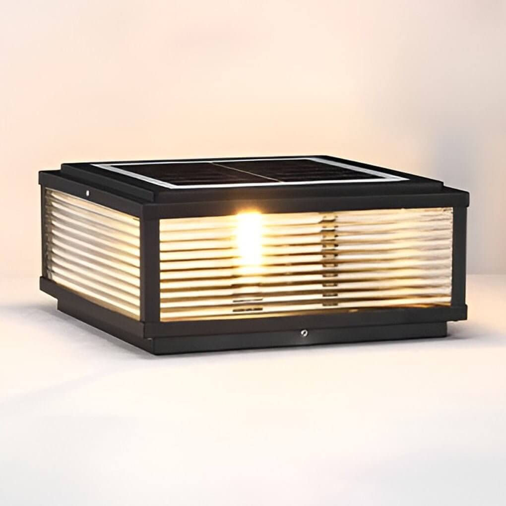 Square Ribbed Glass Outdoor Pier Mount Pillar Light - Lamp Outdoor
