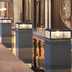 Square Ribbed Glass Outdoor Pier Mount Pillar Light - Lamp Outdoor