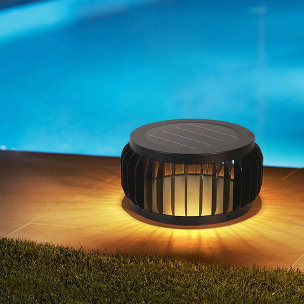Modern Outdoor Waterproof Solar Three-color Dimming LED Garden Lamp Post Light - Lamp Outdoor