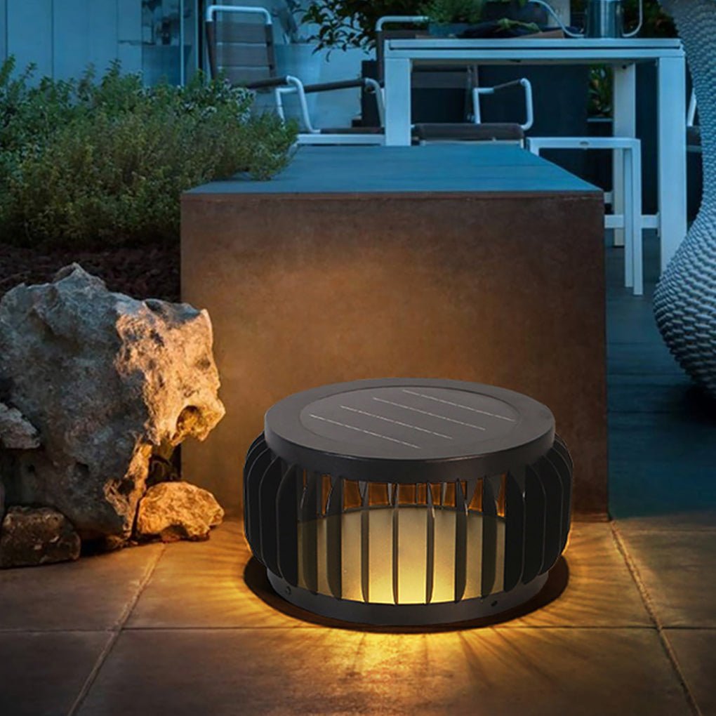 Modern Outdoor Waterproof Solar Three-color Dimming LED Garden Lamp Post Light - Lamp Outdoor