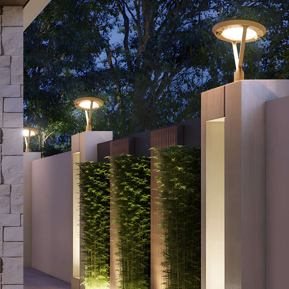 Modern Round Dual Motion Sensor LED Solar Post Lights - Outdoor Pillar Lamp - Lamp Outdoor