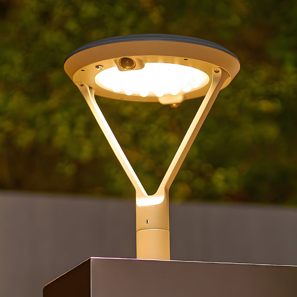 Modern Round Dual Motion Sensor LED Solar Post Lights - Outdoor Pillar Lamp - Lamp Outdoor