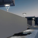 Modern Round Dual Motion Sensor LED Solar Post Lights - Outdoor Pillar Lamp - Lamp Outdoor