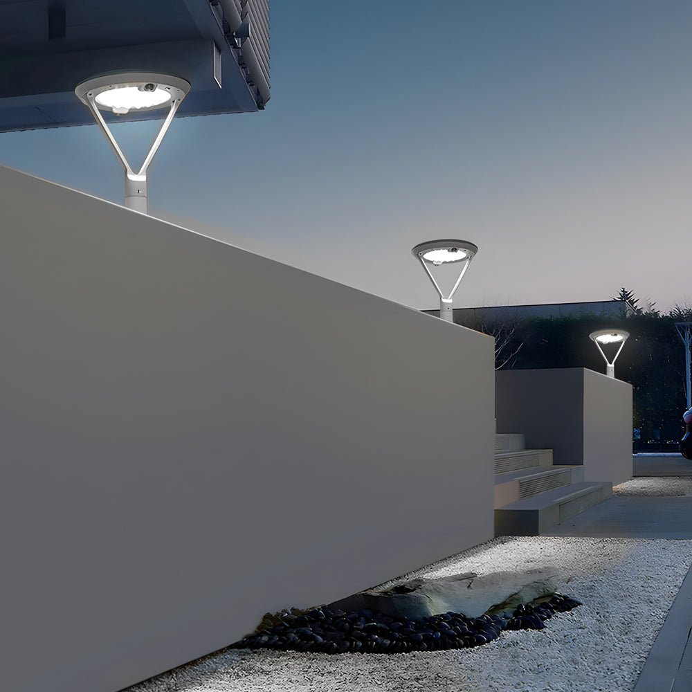 Modern Round Dual Motion Sensor LED Solar Post Lights - Outdoor Pillar Lamp - Lamp Outdoor