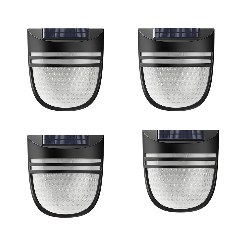 Modern Solar-Powered Black Wall Fence Lights, 4-Pack - Lamp Outdoor