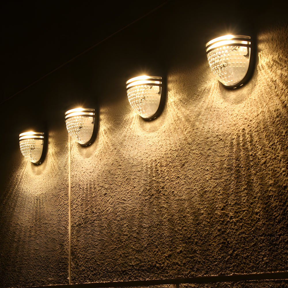 Modern Solar-Powered Black Wall Fence Lights, 4-Pack - Lamp Outdoor