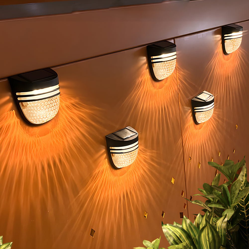 Modern Solar-Powered Black Wall Fence Lights, 4-Pack - Lamp Outdoor