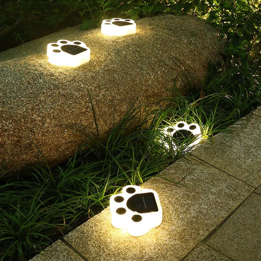 Modern Solar-Powered LED Animal Paw Lights Step Stairs Lighting - Lamp Outdoor