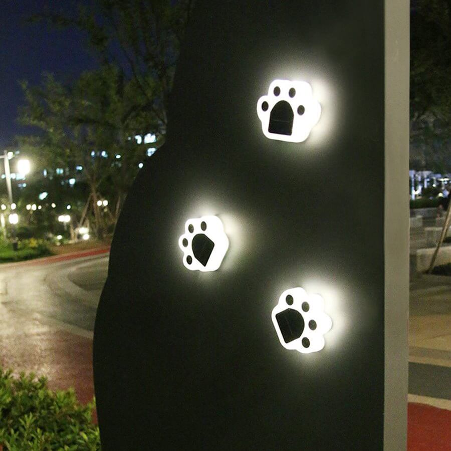 Modern Solar-Powered LED Animal Paw Lights Step Stairs Lighting - Lamp Outdoor