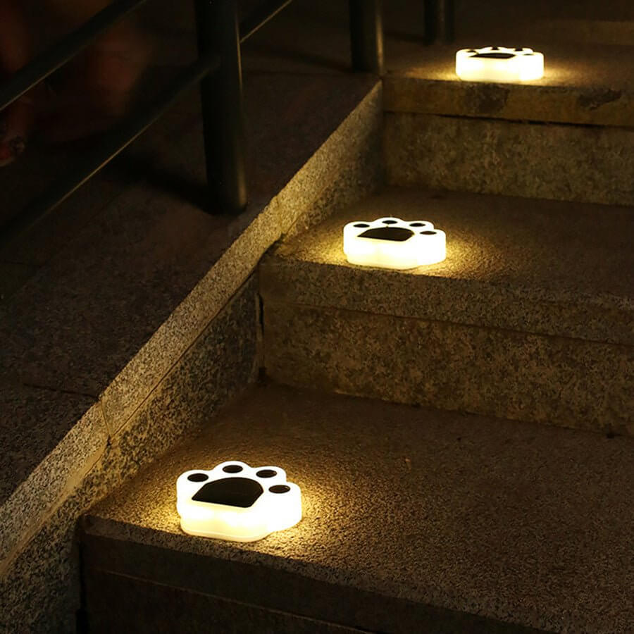 Modern Solar-Powered LED Animal Paw Lights Step Stairs Lighting - Lamp Outdoor
