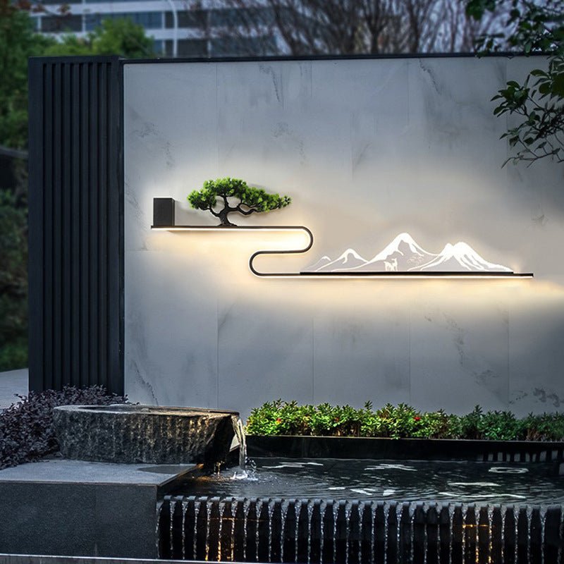 Mountain Scenery Waterproof LED Modern Outdoor Wall Lights with External Battery - Lamp Outdoor