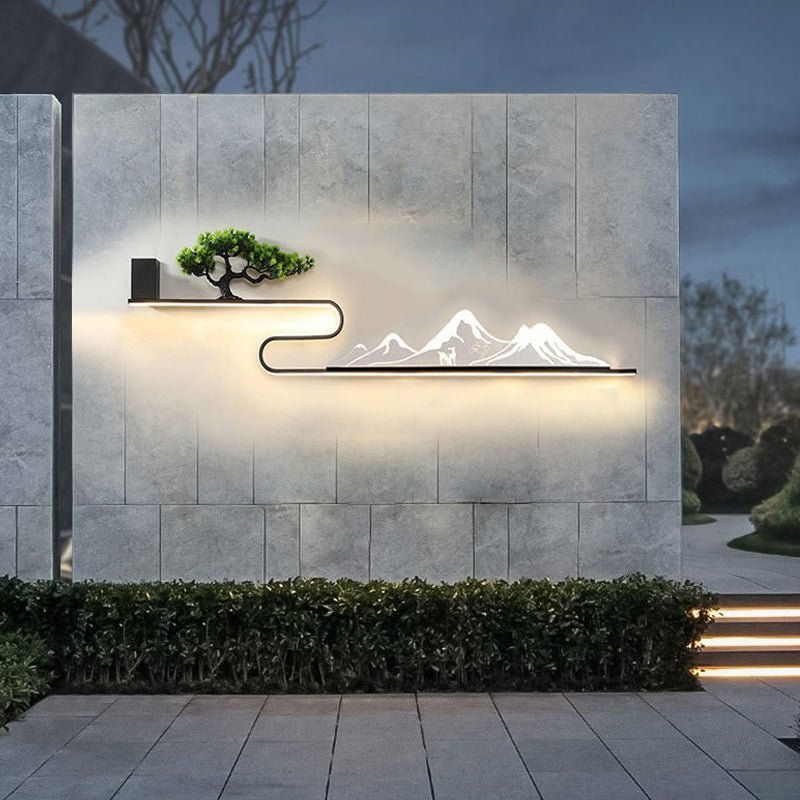 Mountain Scenery Waterproof LED Modern Outdoor Wall Lights with External Battery - Lamp Outdoor