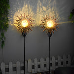 Mystical Moon & Sun Flame Iron Hollow Projector Solar Garden Light - Lamp Outdoor