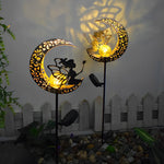 Mystical Moon & Sun Flame Iron Hollow Projector Solar Garden Light - Lamp Outdoor