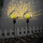 Mystical Moon & Sun Flame Iron Hollow Projector Solar Garden Light - Lamp Outdoor