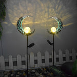 Mystical Moon & Sun Flame Iron Hollow Projector Solar Garden Light - Lamp Outdoor
