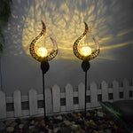 Mystical Moon & Sun Flame Iron Hollow Projector Solar Garden Light - Lamp Outdoor