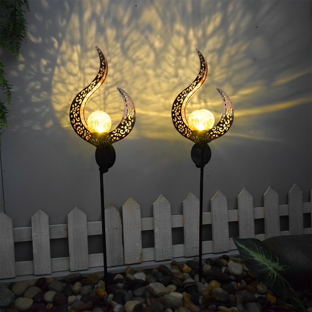 Mystical Moon & Sun Flame Iron Hollow Projector Solar Garden Light - Lamp Outdoor