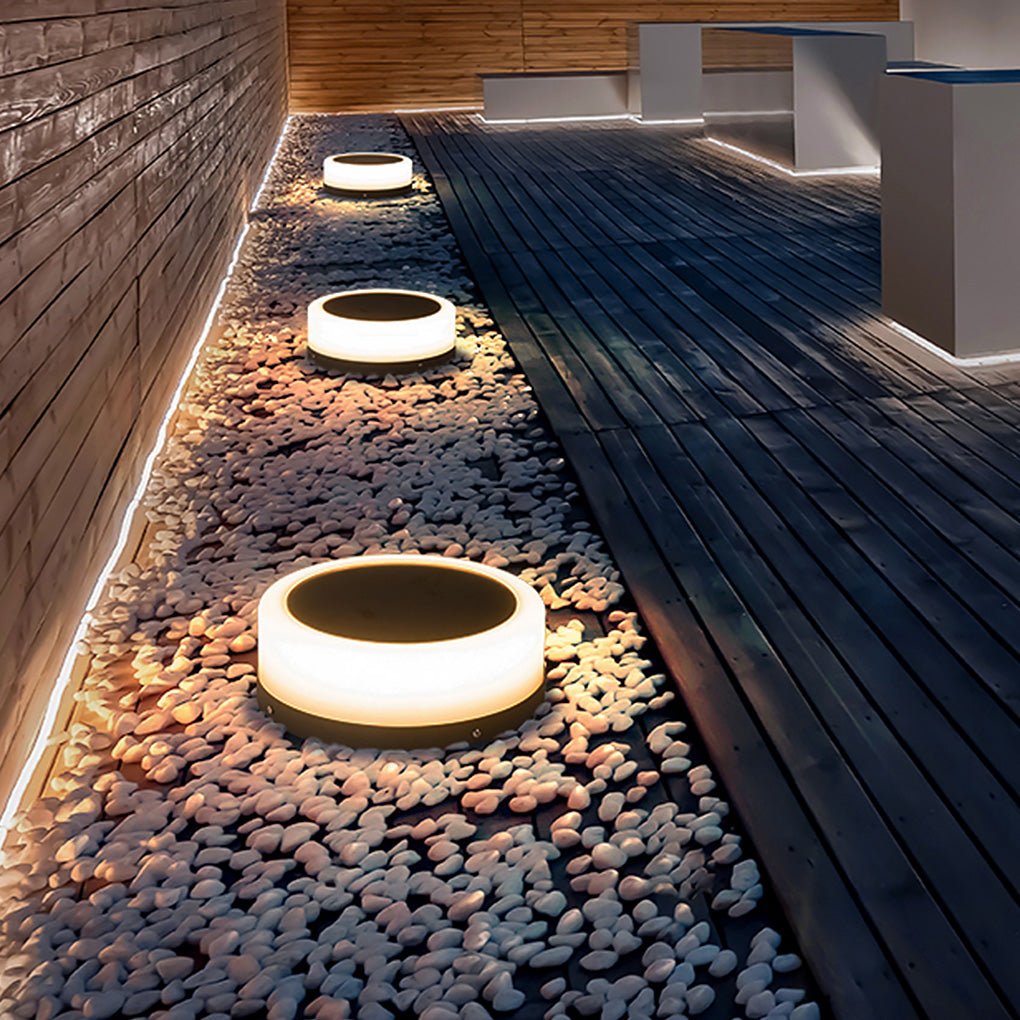 Round Acrylic Waterproof White LED Modern Solar Lights Outdoor Garden Lights - Lamp Outdoor