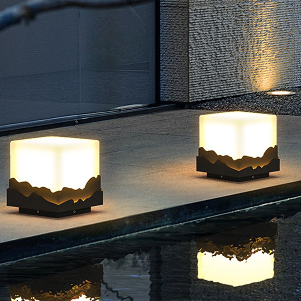 Outdoor Fence Post Light Solar Waterproof LED Mountains Peaks Landscape Decorative Lighting - Lamp Outdoor