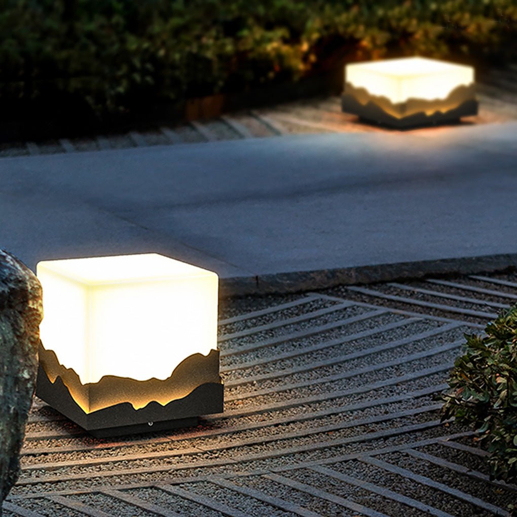 Outdoor Fence Post Light Solar Waterproof LED Mountains Peaks Landscape Decorative Lighting - Lamp Outdoor