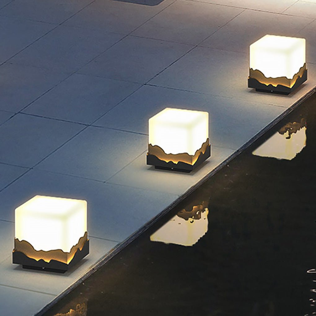 Outdoor Fence Post Light Solar Waterproof LED Mountains Peaks Landscape Decorative Lighting - Lamp Outdoor
