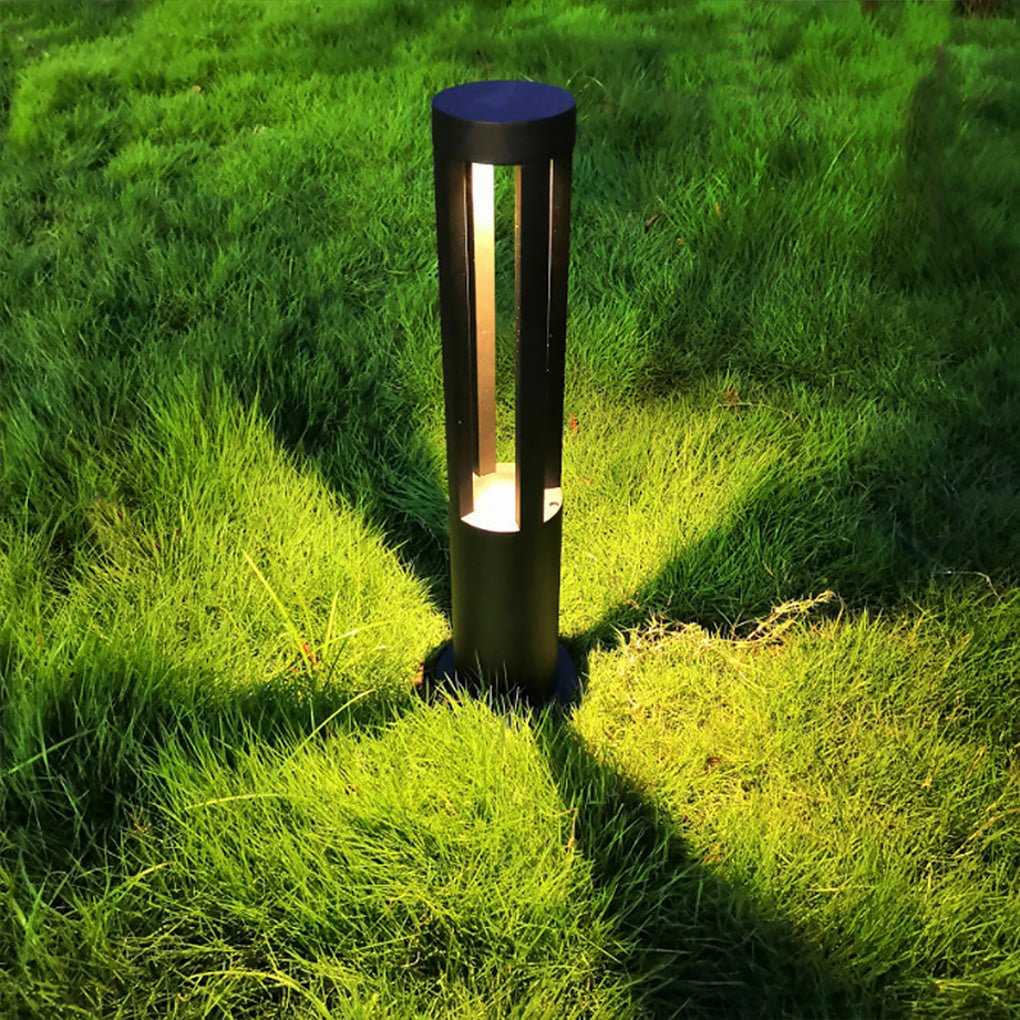 Modern Radiance Four-Emitting Black Outdoor LED Pathway Bollard Lights - Lamp Outdoor