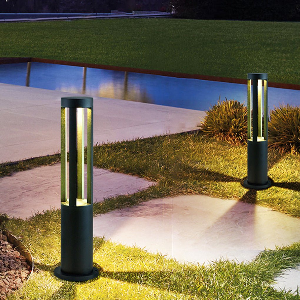 Modern Radiance Four-Emitting Black Outdoor LED Pathway Bollard Lights - Lamp Outdoor