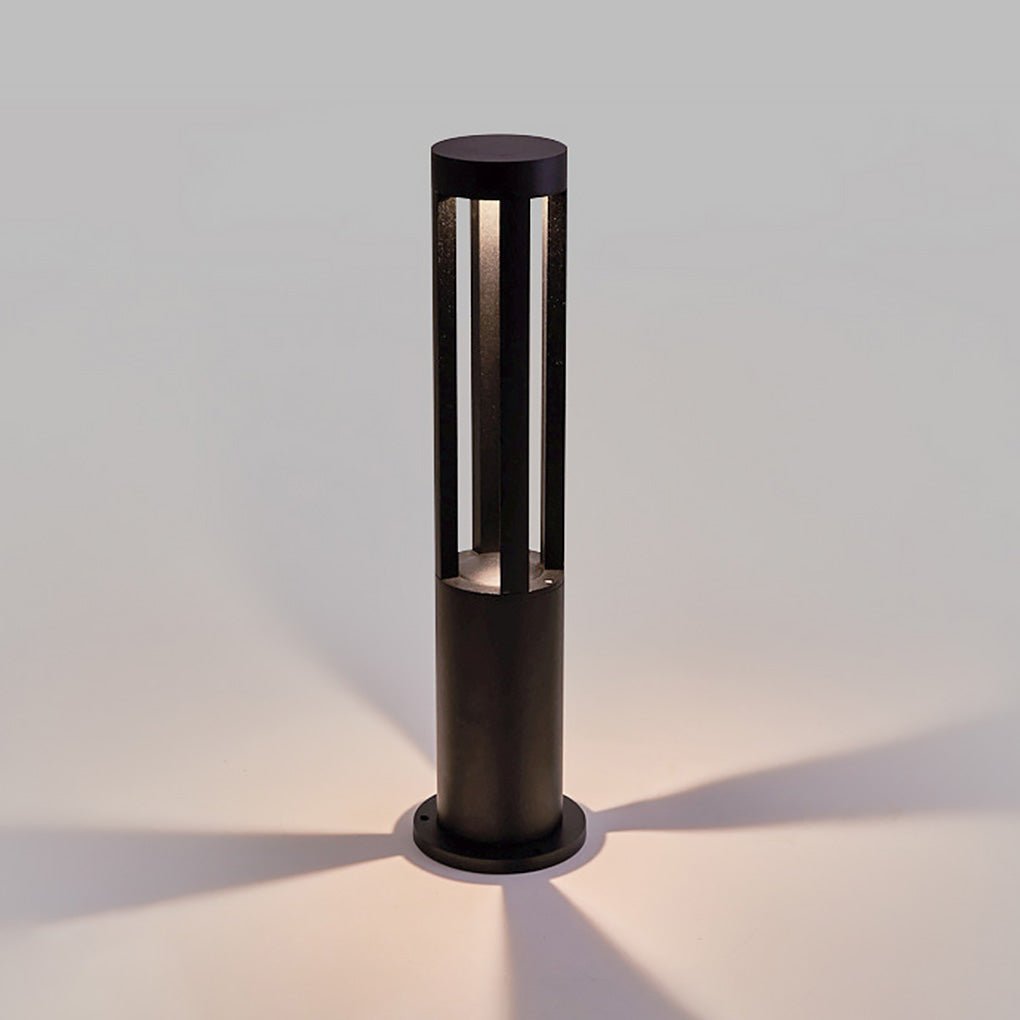 Modern Radiance Four-Emitting Black Outdoor LED Pathway Bollard Lights - Lamp Outdoor
