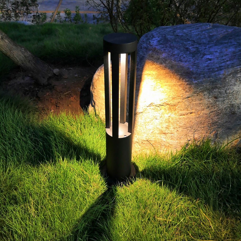 Modern Radiance Four-Emitting Black Outdoor LED Pathway Bollard Lights - Lamp Outdoor