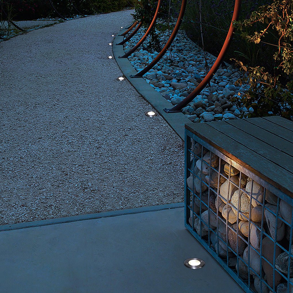 Poolside Deck Waterproof LED Chrome Recessed Well Step Lights Garden Lawn Inset Lighting - Lamp Outdoor