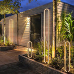 Sleek Black Oval Ring LED Solar Lights Modern Outdoor Minimalist Design - Lamp Outdoor