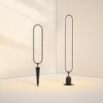 Sleek Black Oval Ring LED Solar Lights Modern Outdoor Minimalist Design - Lamp Outdoor