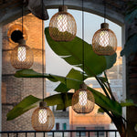 Outdoor Rattan Pendant Lights 10W Rustic Modern LED Ceiling Hanging Lantern Lights - Lamp Outdoor