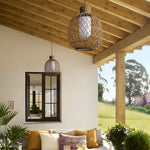 Outdoor Rattan Pendant Lights 10W Rustic Modern LED Ceiling Hanging Lantern Lights - Lamp Outdoor
