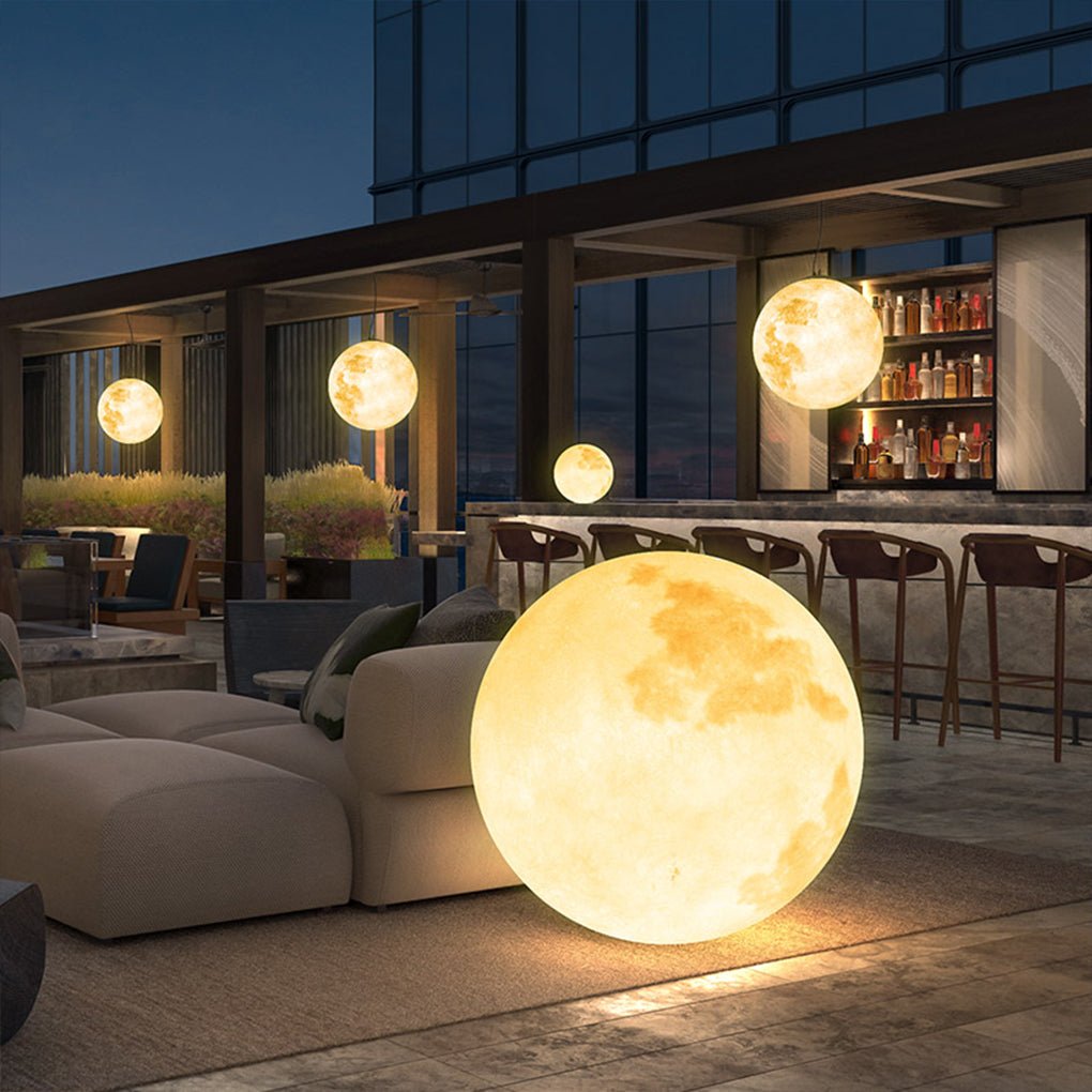Outdoor Resin Moon Texture Chandelier Waterproof Landscape Decorative Lighting - Lamp Outdoor