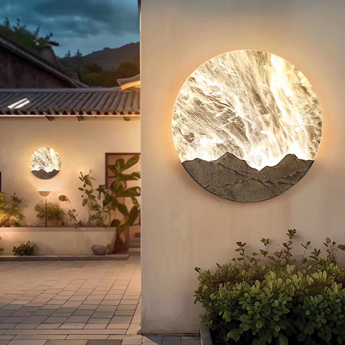 LED Round Outdoor Sconce Waterproof Sunrise Round Decorative - Lamp Outdoor