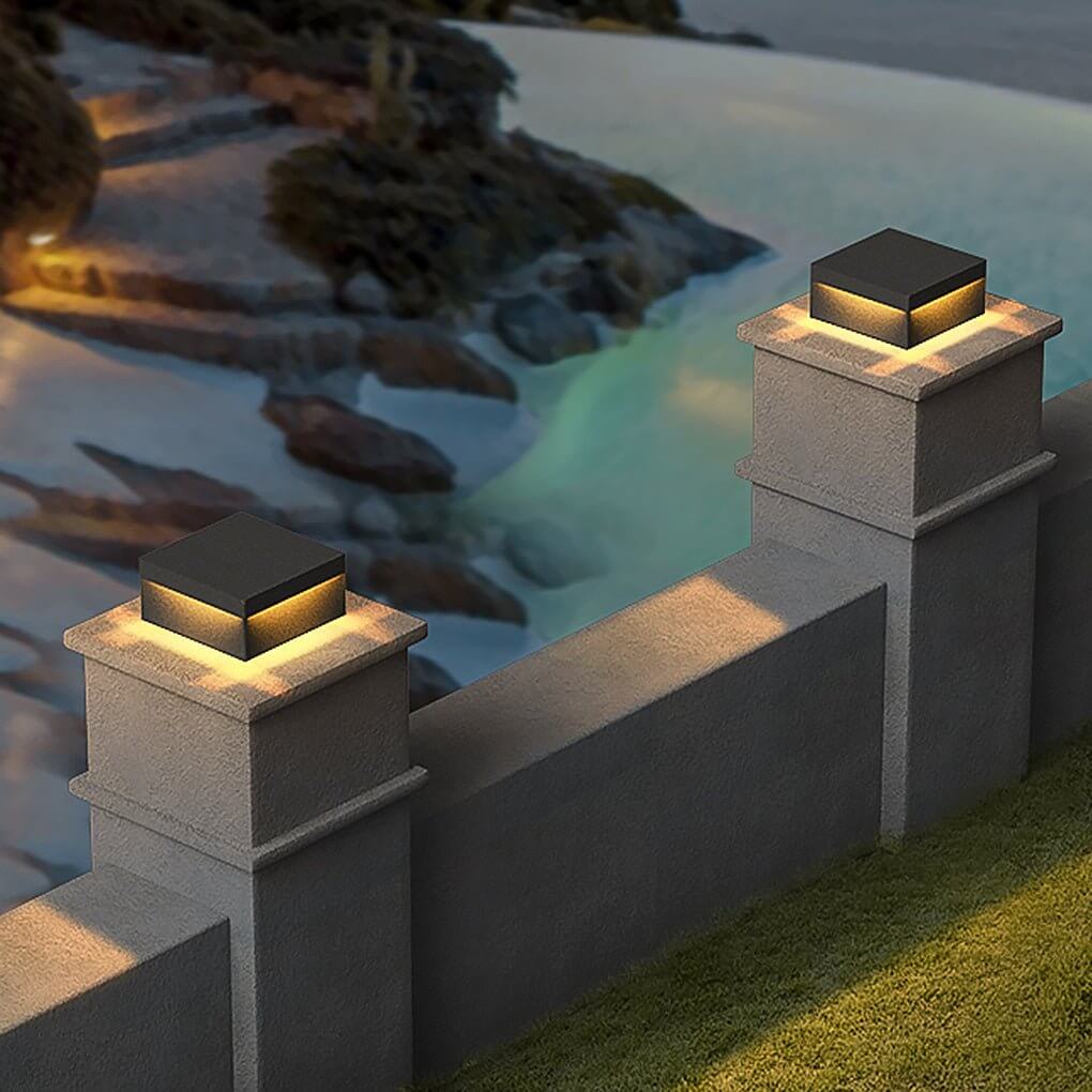 Square Waterproof LED Solar Modern Outdoor Fence Post Lights Pillar Light - Lamp Outdoor