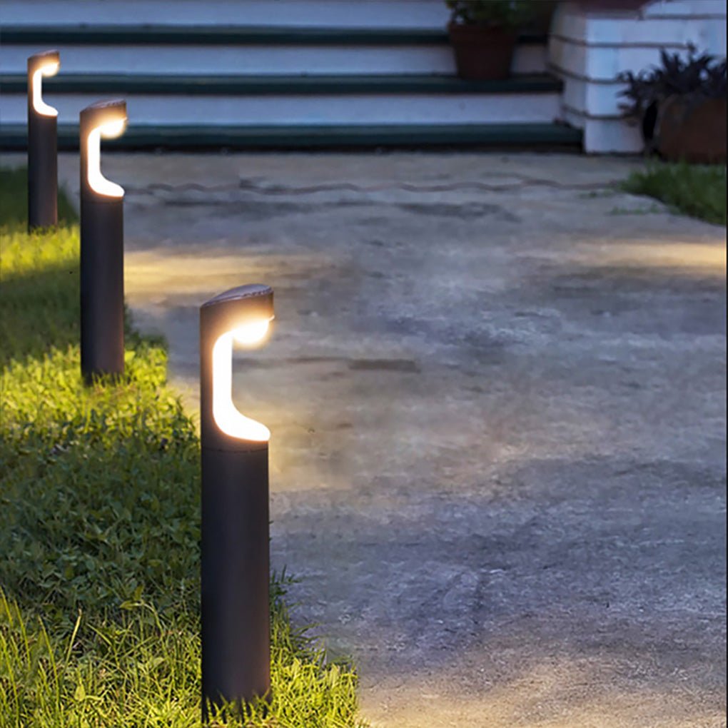 Modern Black Aluminum Outdoor Post Light with Moon Cutout IP65 Waterproof - Lamp Outdoor