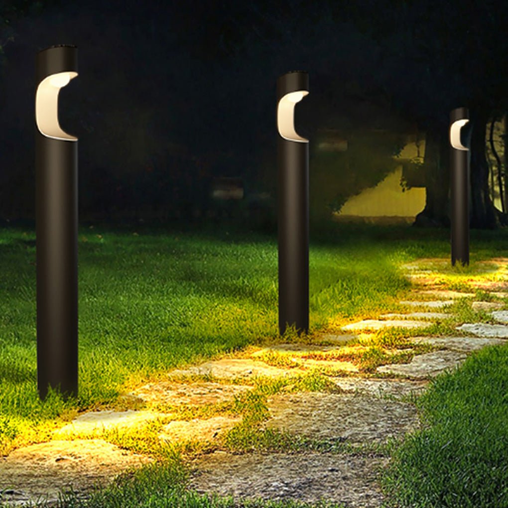 Modern Black Aluminum Outdoor Post Light with Moon Cutout IP65 Waterproof - Lamp Outdoor