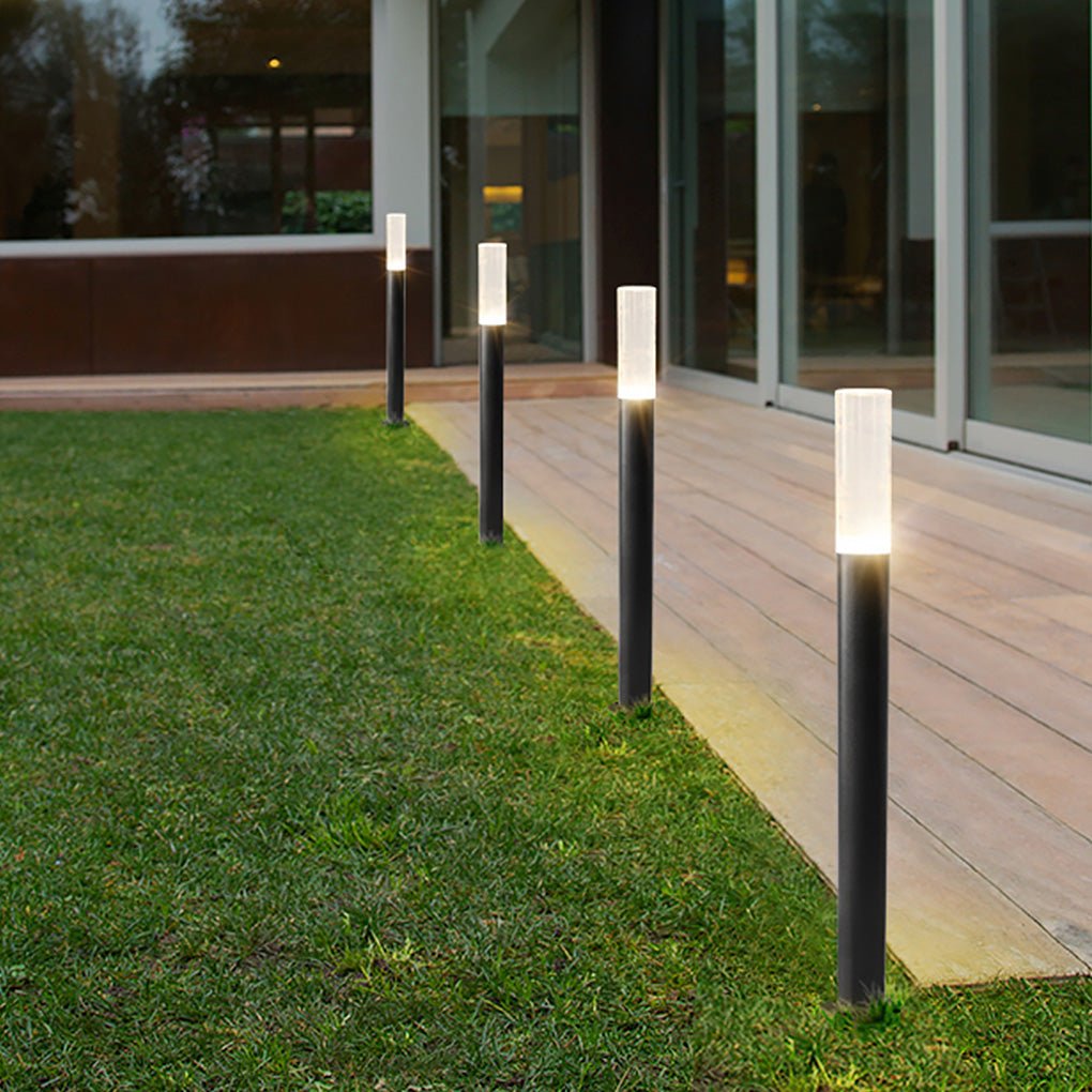Transparent Acrylic Shade Aluminum Waterproof Modern Pathway Bollard Lights - Lamp Outdoor