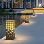 High-End Stainless Steel Outdoor LED Light with Unique Square Pattern for Elegant Bollard Lights - Lamp Outdoor