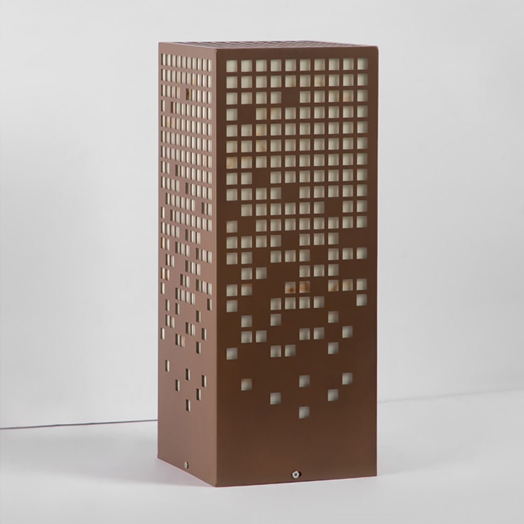 High-End Stainless Steel Outdoor LED Light with Unique Square Pattern for Elegant Bollard Lights - Lamp Outdoor