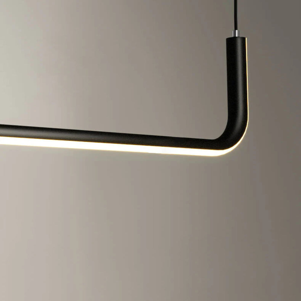 Clen Modern Linear Pendant Light Double Frame, Black/Gold - Lamp Outdoor