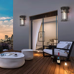 Waterproof Black Outdoor Wall Sconce Light Glass Lampshade Design - Lamp Outdoor